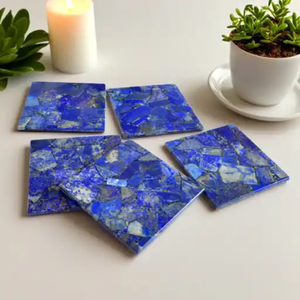Juego de Posavasos de Piedra Preciosa Lapislázuli Premium |   Piedra Metamórfica Natural con Pirita |   Elegante Vajilla Decorativa para Mesa |   2026 - Product Image 2