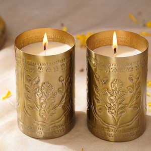 โถเทียนตกแต่ง โถเทียนโลหะ โถเทียนโลหะลายใบไม้ - Product Image 6
