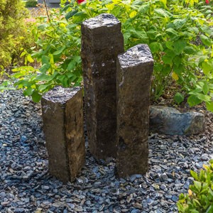 Juego de 3 Fuentes Modernas de Basalto Natural en Columna de 50/70/90cm, Resistente a las Heladas, con Pilares de Piedra Volcánica para Paisajismo - Product Image 2