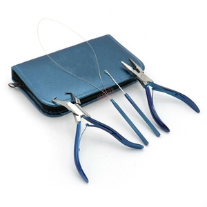 Kit d'outils pour extensions de cheveux bleus avec aiguilles à boucle, pinces en acier inoxydable, micro-anneaux, crochet, durable, réutilisable, usage commercial - Product Image 2
