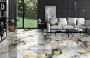 Azulejos de Cerámica Modernos Dorados de 600x1200mm, Acabado Brillante, Formato Grande, Revestimiento de Pared para Oficinas y Villas de Lujo - Product Image 2