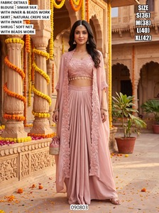 Élégant Salwar Kameez en Soie Chinon Jaune pour Femme, avec Blouse Perlée et Dupatta en Tulle Doux, Longueur Ras du Sol, Séchage Rapide - Product Image 4