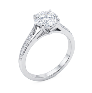 Bague de fiançailles solitaire demi-éternité en or massif 10K 14K 18K avec diamant de laboratoire taille ronde certifié IGI, couleur DEF, clarté VS VVS - Product Image 3