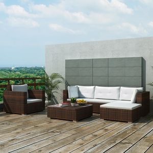 6 Piece Poly <b>Rattan</b> Brown Patio Lounge Set with <b>Cushions</b> Garden Sets - Product Image 1