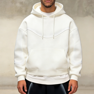 Sweat à capuche vintage pour homme, coupe classique, avec logo personnalisé, épaules tombantes, poche, en molleton écologique 100% coton, style streetwear décontracté, hiver - Product Image 1