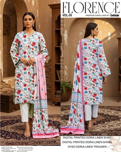 Trajes de lino estilo pakistaní para mujer, de diseñador famoso, ropa de invierno para damas, kameez shalwar, con estampado digital. - Product Image 6