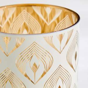 Porte-bougie cylindrique à motif feuille d'or, résistant à la chaleur, décoration d'intérieur - Product Image 5