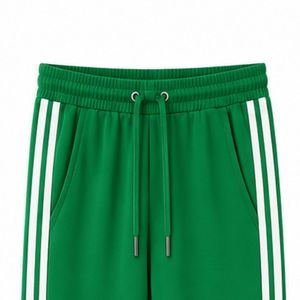 Green And <b>White</b> Women Short Sleeve T Shirt And Straight Leg Pants Lounge <b>Set</b> Custom Casual Two <b>Piece</b> Outfit With Contrast Stripe - Product Image 4