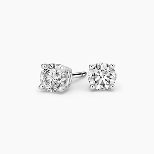 Boucles d'oreilles classiques en diamants de laboratoire taille brillant rondes en or blanc 14 carats, bijoux de mariage unisexe, certifiées IGI, couleur D - Product Image 1