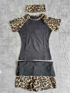 ชุดเซ็ตสองชิ้นลายเสือชีตาห์แบบย้อมสีเอซิด พร้อมโลโก้สั่งทำ สีชมพู เสื้อยืดแขนราแกลนผ้าฝ้ายสำหรับผู้หญิง และกางเกงขาสั้นลำลอง - Product Image 6