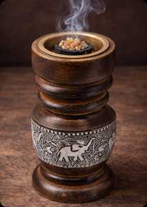 Skill Artisan Religious Wooden Incense <b>Burner</b> Carved Thread Design Bamboo Hollow Eco-Friendly Durable All-Season Home Use Indian - Product Image 4