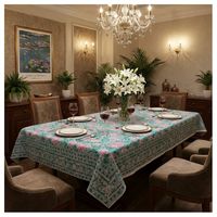 Nappe carrée en coton jacquard floral européen imprimé à la main, motif floral, 8 places, 220 cm, tissée, lavable, pour la maison