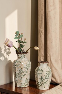 Hot <b>Ceramic</b> Flower <b>Vase</b> Shabby Chic Style Painted Floral Design Tabletop Decor 8-16 Inches Exquisite Durable - Product Image 1