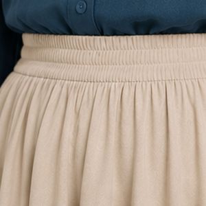 Conjunto de Blusa Bordada y Falda Maxi Azul Pacífico y Lino para Mujer, Manga Larga, Cierre de Botones, Cintura Alta, Dos Piezas, Estilo Modesto, OEM - Product Image 5