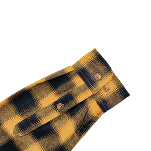 OEM High Quality Yellow Black <b>Checkered</b> Men Casual Long Sleeve Shirts Low MOQ Trucker Plaid Jacket <b>Top</b> Cheap Price Flannel Shirt - Product Image 5