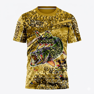 เสื้อตกปลาลายพรางโพลีเอสเตอร์ 100% รุ่นใหม่ขายส่ง น้ำหนัก 220 กรัม พิมพ์ลายดิจิตอลตามสั่ง ระบายอากาศได้ดี แห้งเร็ว - Product Image 1