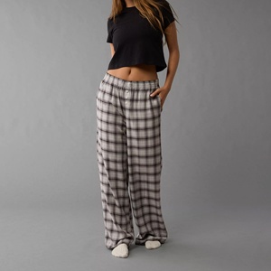 Cute Cozy Comfortable Cotton <b>Pajamas</b> for Women Classic <b>Flannel</b> Plaids Button Fly Plus Size Breathable Elastic Waist for Summer - Product Image 1