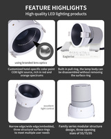 Spot encastré LED COB modulaire anti-éblouissement 15W haut de gamme pour hôtels et espaces commerciaux, avec CRI élevé Ra>90