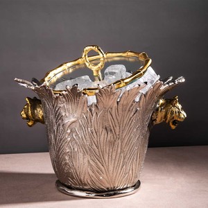 Cubo para Hielo de Acero Inoxidable con Pinzas, Diseño Redondo Minimalista para Uso en Mesa de Comedor, Bodas y Eventos - Product Image 2