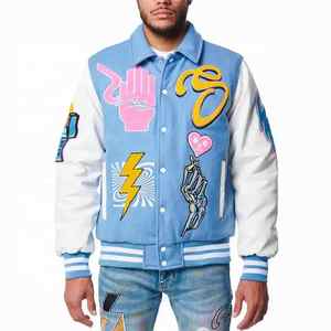 Chaqueta Bomber Varsity de Béisbol para Hombre, Estilo Retro Vintage Invierno 2025, con Apliques Bordados y Logotipo en el Pecho, Informal para Exteriores y Entrenamiento - Product Image 6