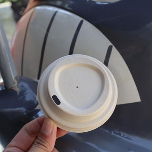 Lightweight Convenient <b>100ml</b> Bagasse 80mm Disposable Paper Coffee <b>Cup</b> Lids Microwave Safe Easy Open End Smooth Closure Beverage - Product Image 1