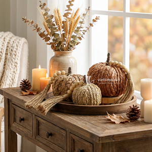 Natural Water Hyacinth Pumpkin Halloween Decoration Woven Grass Pumpkin Ornament Vintage Indoor Decor - Product Image 4