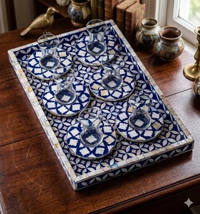 Bandeja Rectangular Moderna con Diseño de Planta de Nácar para Servir, Plato Decorativo para Hotel y Restaurante - Product Image 6