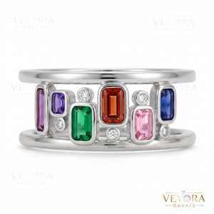 Couverture de bijoux en pierres précieuses multicolores raffinées, fabriquée en argent sterling 925 massif, accessoire haut de gamme pour bague connectée - Product Image 4