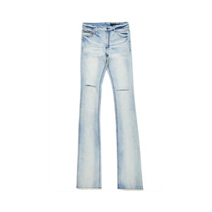 Jeans déchirés décontractés, coupe droite évasée, couleur violet, style vintage streetwear, fabriqués par un fabricant. - Product Image 2