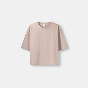 T-shirt surdimensionné tricoté sur mesure à col rond, coupe ample, épaules tombantes, pour homme, décontracté, 100 % coton, haute qualité - Product Image 2