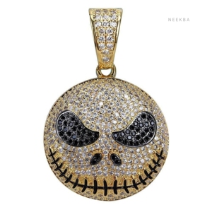 Pendentif Moissanite Jack Skellington, Pendentif Crâne Moissanite Halloween, Pendentif Crâne en Argent 925 Fait Main, Pendentif Hip Hop Iced - Product Image 6