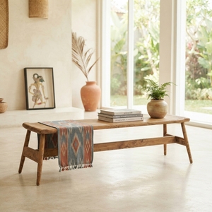 Modern Long Solid Wood Dining <b>Bench</b> Elegant A Line Frame Leg Wooden Seating For Rustic Contemporary Living Room Decor Setup Arts - Product Image 2