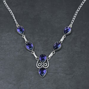 Collier de luxe pour femme en argent sterling avec améthyste personnalisée, perle de culture de laboratoire et perle d'eau douce en forme de poire, certifié IGI, 18 pouces, pour mariage - Product Image 2