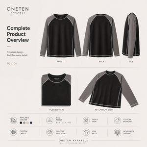 Custom Front Men Short <b>Sleeve</b> <b>Raglan</b> <b>Sleeve</b> Knitted Eco-Friendly 100% Cotton Casual <b>T</b>-<b>Shirt</b> Black Gray Contrast Trim OEM - Product Image 2