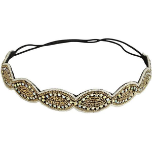 Magnifique Bandeau Élastique Brodé Rose Bohème avec Strass et Perles, Artisanat Exquis pour Accessoires Cheveux Femme - Product Image 5