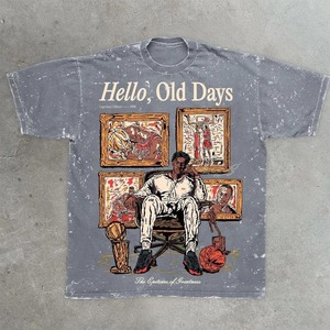Camisetas de Algodón Grueso de la Mejor Calidad 2026, Estilo Vintage, Impresión DTF, Bajo MOQ, Lavado a la Piedra, Dobladillos Desgastados - Product Image 3