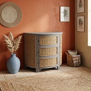 Batam Nakas Drawer Mahogany Wood Frame <b>Rattan</b> Lacak Weaving Premium Chest of Drawers Luxury <b>Bedside</b> <b>Table</b> Cabinet Furniture - Product Image 3