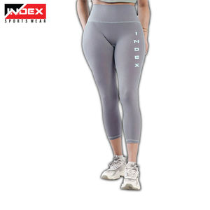Leggings de yoga taille haute INDEX, longueur intégrale, noir uni, extensibles dans quatre directions, sans coutures, pour femmes - Product Image 2