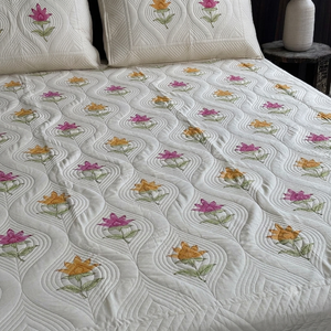 Wholesale Hand Block Printed Cotton Bedspreads Cotton <b>Quilted</b> Bedcover - Product Image 1