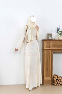 Robe maxi ample à manches larges et col rond pour femmes musulmanes, classique, simple et modeste, couleurs personnalisables - Product Image 4