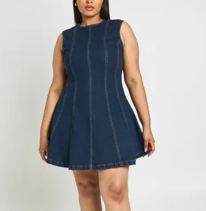 Vestido Camisero Vaquero de Manga Corta para Mujer al por Mayor, Etiquetas Personalizadas, Ropa Vaquera, Moda Femenina, Nueva Colección Primavera Verano, OEM ODM - Product Image 1