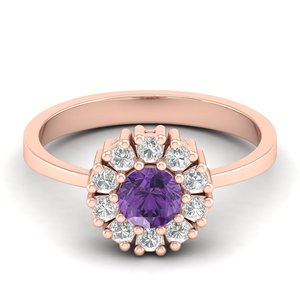 Bague Halo REYES en Argent Sterling 925 avec Moissanite Certifiée GRA et Améthyste Naturelle pour Femme – Bijoux Fins – Grande Vente - Product Image 5