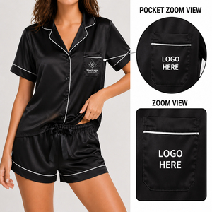 Pyjamas pour femmes personnalisés brodés Alpha Kapa HMR OEM ODM, confortables et relaxants, ensembles de pyjamas à col en V - Product Image 3