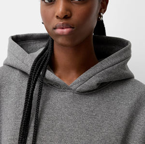 Sweat à capuche basique en coton rose uni pour femmes et dames avec logo OEM, poche kangourou avant, pull-over - Product Image 5