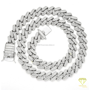Collar de Cadena Cubana con Diamantes de Moissanita Premium, Plata de Ley 925, Acabado en Oro Blanco Baguette, Cadena de Moda - Product Image 6