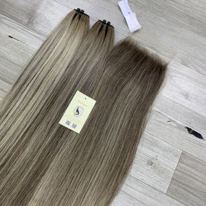 Extensions de cheveux naturels vietnamiens à double trame, couleur mèches, lisses, tissées à la machine, très demandées - Product Image 6