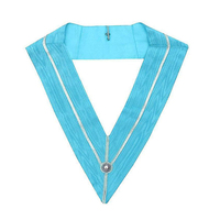 Collier de Maître Maçon Maçonnique 2025 en Tissu Toile Or et Bleu Brodé à la Main, Qualité Supérieure, Personnalisable, avec Bandeau Maçonnique Auto-agrippant