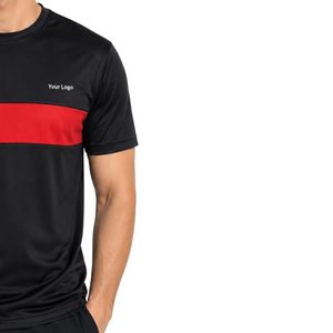 Manufacturer Men Black Red and <b>White</b> Performance Sports T Shirt Quick Dry Athletic Gym Running Training Tee Custom Logo OEM - Product Image 4