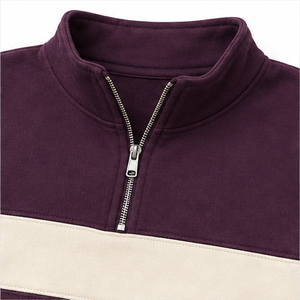 Sudadera Corta Unisex con Cierre de Cremallera, Bloques de Color, Felpa, Corte Regular, Cuello Alto, Estilo Casual Otoñal - Product Image 6