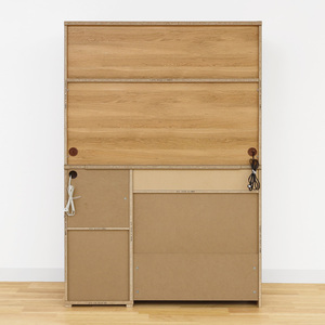 Modern American Wood <b>Desk</b> <b>with</b> 2 Storage <b>Shelves</b> and Drawers Shirai Model P37-1 Home Office & Living Room Furniture <b>with</b> Wheels - Product Image 5